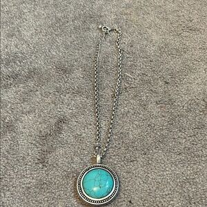 Turquoise and Silver Pendant Necklace